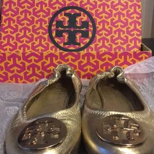 Tory Burch gently used gold metallic flats
